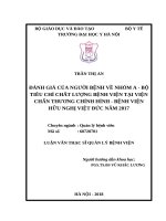 ĐÁNH GIÁ của NGƯỜI BỆNH về NHÓM a   bộ TIÊU CHÍ CHẤT LƯỢNG BỆNH VIỆN tại VIỆN CHẤN THƯƠNG CHỈNH HÌNH   BỆNH VIỆN hữu NGHỊ VIỆT đức năm 2017 