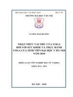 NHẬN THỨC VAI TRÒ  của YOGA đối với sức KHỎE và THỰC HÀNH  YOGA của SINH VIÊN đại học y hà nội năm 2018 