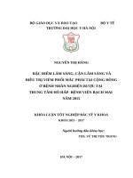 ĐẶC điểm lâm SÀNG, cận lâm SÀNG và điều TRỊ VIÊM PHỔI mắc PHẢI tại CỘNG ĐỒNG ở BỆNH NHÂN NGHIỆN rượu tại TRUNG tâm hô hấp  BỆNH VIỆN BẠCH MAI năm 2015 