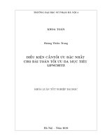 Khoá luận tốt nghiệp điều kiện cần tối ưu bậc nhất cho bài toán tối ưu đa mục tiêu lipschitz 