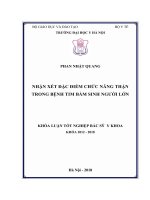 NHẬN xét đặc điểm CHỨC NĂNG THẬN TRONG BỆNH TIM bẩm SINH NGƯỜI lớn 