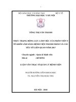 THỰC TRẠNG ĐỘNG lực làm VIỆC của NHÂN VIÊN y tế KHỐI lâm SÀNG BỆNH VIỆN THANH NHÀN và các yếu tố LIÊN QUAN năm 2017 