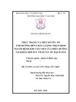 THỰC TRẠNG và một số yếu tố ẢNH HƯỞNG đến CHẤT LƯỢNG NHẬN ĐỊNH NGƯỜI BỆNH KHI vào VIỆN của điều DƯỠNG tại KHOA hồi sức TÍCH cực BV BẠCH MAI 