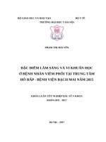 ĐẶC điểm lâm SÀNG và VI KHUẨN học ở BỆNH NHÂN VIÊM PHỔI tại TRUNG tâm hô hấp   BỆNH VIỆN BẠCH MAI năm 2015 