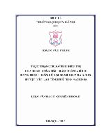 THỰC TRẠNG TUÂN THỦ điều TRỊ của BỆNH NHÂN đái THÁO ĐƯỜNG típ II ĐANG được QUẢN lý tại BỆNH VIỆN đa KHOA HUYỆN yên lập TỈNH PHÚ THỌ năm 2016 