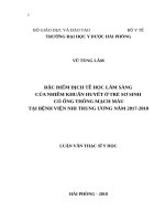 ĐẶC điểm DỊCH tễ học lâm SÀNG của NHIỄM KHUẨN HUYẾT ở TRẺ sơ SINH có ỐNG THÔNG MẠCH máu tại BỆNH VIỆN NHI TRUNG ƯƠNG năm 2017 2018 