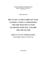 Rèn luyện và phát triển kỹ năng vệ sinh cá nhân và dinh dưỡng cho trẻ mầm non 4 5 tuổi tại trường mầm non văn khê  mê linh  hà nội 