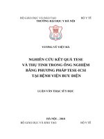 NGHIÊN cứu kết QUẢ TESE và THỤ TINH TRONG ỐNG NGHIỆM BẰNG PHƯƠNG PHÁP TESE ICSI tại BỆNH VIỆN bưu điện 