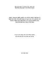 THỰC TRẠNG điều KIỆN AN TOÀN THỰC PHẨM và một số yếu tố LIÊN QUAN tại các cửa HÀNG ăn UỐNG TRÊN HAI PHƯỜNG của QUẬN ĐỐNG đa, THÀNH PHỐ hà nội, năm 2016 