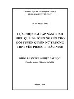 Khoá luận tốt nghiệp lựa chọn bài tập nâng cao hiệu quả đá tống ngang cho đội tuyển quyền nữ trường THPT yên phong 1   bắc ninh 
