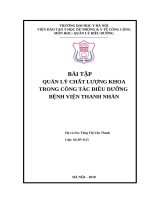 QUẢN lý CHẤT LƯỢNG KHOA TRONG CÔNG tác điều DƯỠNG BỆNH VIỆN THANH NHÀN 