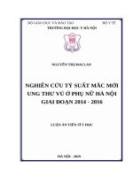 NGHIÊN cứu tỷ SUẤT mắc mới UNG THƯ vú ở PHỤ nữ hà nội GIAI đoạn 2014   2016 