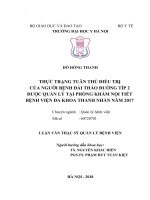 THỰC TRẠNG TUÂN THỦ điều TRỊ của NGƯỜI BỆNH đái THÁO ĐƯỜNG típ 2 được QUẢN lý tại PHÒNG KHÁM nội TIẾT BỆNH VIỆN đa KHOA THANH NHÀN năm 2017 