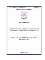 NGHIÊN cứu NồNG độ PIVKA II HUYếT THANH BệNH NHÂN UNG THƯ BIểU mô tế bào GAN 