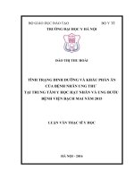 TÌNH TRẠNG DINH DƯỠNG và KHẨU PHẦN ăn của BỆNH NHÂN UNG THƯ tại TRUNG tâm y học hạt NHÂN và UNG bướu BỆNH VIỆN BẠCH MAI năm 2015 