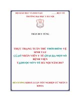 THỰC TRẠNG TUÂN THỦ vệ SINH TAY của NHÂN VIÊN y tế ở BA BỆNH VIỆN tại hà nội năm 2017 