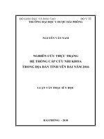 NGHIÊN cứu THỰC TRẠNG hệ THỐNG cấp cứu NHI KHOA TRONG địa bàn TỈNH yên bái năm 2016 