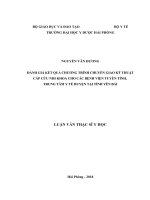 ĐÁNH GIÁ kết QUẢ CHƯƠNG TRÌNH CHUYỂN GIAO kỹ THUẬT cấp cứu NHI KHOA CHO các BỆNH VIỆN TUYẾN TỈNH, TRUNG tâm y tế HUYỆN tại TỈNH yên bái 