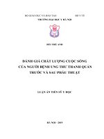 ĐÁNH GIÁ CHẤT LƯỢNG CUỘC SỐNG của NGƯỜI BỆNH UNG THƯ THANH QUẢN TRƯỚC và SAU PHẪU THUẬT 