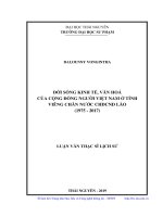 Đời sống kinh tế, văn hóa của cộng đồng người Việt Nam ở tỉnh Viêng Chăn nước CHDCND Lào (1975 2017) (Luận văn thạc sĩ)