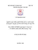 NGHIÊN cứu HIỆU QUẢ điều TRỊ vô SINH NAM BẰNG PHƯƠNG PHÁP TIÊM TINH TRÙNG ĐÔNG LẠNH THU NHẬN từ PESA vào bào TƯƠNG NOÃN tại BỆNH VIỆN PHỤ sản TRUNG ƯƠNG 