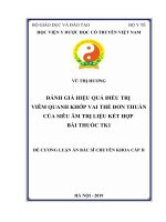 ĐÁNH GIÁ HIỆU QUẢ điều TRỊ VIÊM QUANH KHỚP VAI THỂ đơn THUẦN của SIÊU âm TRỊ LIỆU kết hợp bài THUỐC TK1 