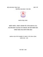 KIẾN THỨC, THỰC HÀNH về cúm AH1N1 của NGƯỜI dân tại HAI xã THUỘC HUYỆN PHỔ yên TỈNH THÁI NGUYÊN năm 2014 