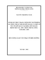 ĐÁNH GIÁ THựC TRạNG CHĂM sóc NGƯờI BệNH SAU PHẫU THUậT nội SOI mũi XOANG và một số yếu tố LIÊN QUAN tại KHOA mũi XOANG BệNH VIệN TAI   mũi   HọNG TRUNG ƯƠNG năm 2018 – 2019 