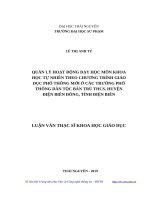 Quản lý hoạt động dạy học môn khoa học tự nhiên theo chương trình giáo dục phổ thông mới ở các trường phổ thông dân tộc bán trú THCS, huyện điện biên đông, tỉnh điện biên 