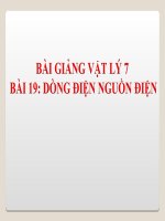 Bài giảng Vật lý 7 bài 19: Dòng điện nguồn điện