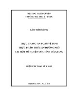 Thực trạng an toàn vệ sinh thực phẩm thức ăn đường phố tại một số huyện của tỉnh hà giang 
