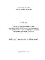 Giải pháp nâng cao chất lượng đội ngũ cán bộ, công chức cấp xã góp phần tái cơ cấu ngành nông nghiệp trên địa bàn huyện bắc sơn, tỉnh lạng sơn 