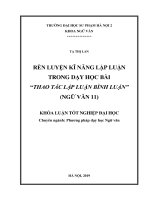 Khoá luận tốt nghiệp rèn luyện kĩ năng tổ chức lập luận trong dạy học bài “thao tác lập luận bình luận” (ngữ văn 11) 