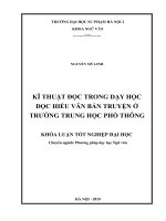 Khoá luận tốt nghiệp kĩ thuật đọc trong dạy học đọc hiểu văn bản truyện ở trường trung học phổ thông 