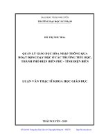 Quản lý giáo dục hòa nhập thông qua hoạt động dạy học ở các trường tiểu học, thành phố Điện Biên Phủ  tỉnh Điện Biên (Luận văn thạc sĩ)