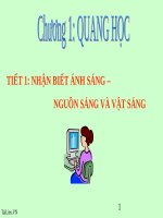 Bài giảng Vật lý 7 bài 1: Nhận biết ánh sángnguồn sáng và vật sáng