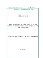 Hoàn thiện công tác quản lý dự án tại ban quản lý dự án đầu tư xây dựng huyện vân đồn, tỉnh quảng ninh 