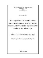Khoá luận tốt nghiệp xây dựng kế hoạch dạy học bài phương pháp thuyết minh theo định hướng phát triển năng lực 