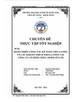 Chuyên đề thực tập - Hoàn thiện kế toán  tiền lương và các khoản trích theo lương tại công ty Cổ phần Thực Phẩm Sữa TH