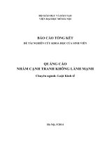 Báo cáo đề tài nghiên cứu khoa học của sinh viên: QUẢNG CÁO  NHẰM CẠNH TRANH KHÔNG LÀNH MẠNH