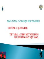 Bài giảng Vật lý 7 bài 1: Nhận biết ánh sángnguồn sáng và vật sáng