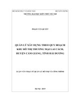 Quản lý xây dựng theo quy hoạch khu đô thị thương mại lai cách, huyện cẩm giàng, tỉnh hải dương 