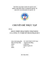 Chuyên đề thực tập - Hoàn thiện hoạt động nhập khẩu của Công ty TNHH Mỹ phẩm Phạm Duy