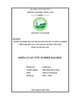 Đánh giá hiệu quả sử dụng đất sản xuất nông nghiệp trên địa bàn xã lang quán, huyện yên sơn, tỉnh tuyên quang 