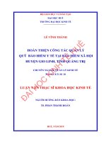 Hoàn thiện công tác quản lý quỹ bảo hiểm y tế tại bảo hiểm xã hội huyện gio linh, tỉnh quảng trị 