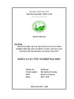 Đánh giá hiệu quả sử dụng đất sản xuất nông nghiệp trên địa bàn xã đồng lương , huyện lang chánh, tỉnh thanh hóa giai đoạn 2014  2017 