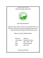 Đánh giá thực trạng và đề xuất giải pháp nâng cao hiệu quả sử dụng đất nông nghiệp trên địa bàn xã hóa thượng, huyện đồng hỷ, tỉnh thái nguyên 