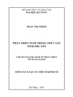 Phát triển nuôi trồng thủy sản tỉnh Phú Yên tt