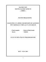 Ảnh hưởng của hình ảnh điểm đến du lịch huế tới ý định quay trở lại của du khách (tt) 