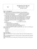 Đề kiểm tra giữa học kì 1 môn Lịch sử lớp 7